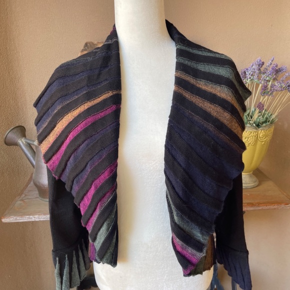 NEW! Angel Design by Sabri Ozel Pleated Italian Circle Cardigan Size Small - Picture 10 of 12